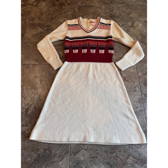 1970s RARE EUC Vintage R2 Sweater Dress Size 9 Long Sleeve Wool Blend Hong Kong - Picture 1 of 9